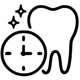 Tooth icon next to a clock, signaling a dental appointment or care timing.