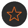 Favorite button: orange outlined star icon inside a dark circular button.